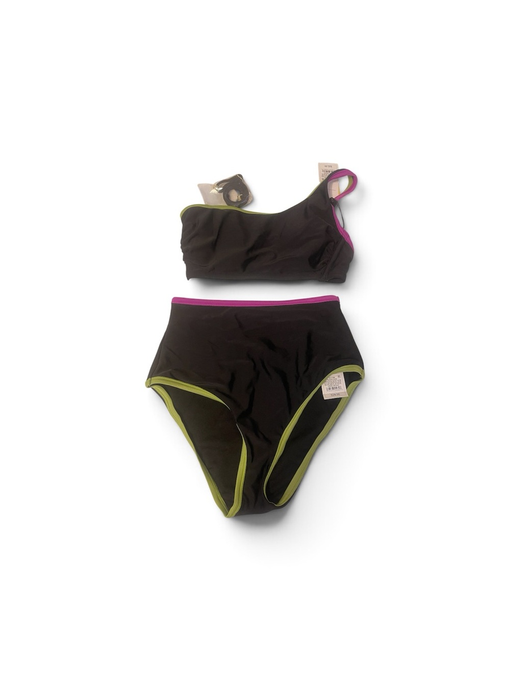 Shade & Shore Black Bikini with Pink and Lime Trim